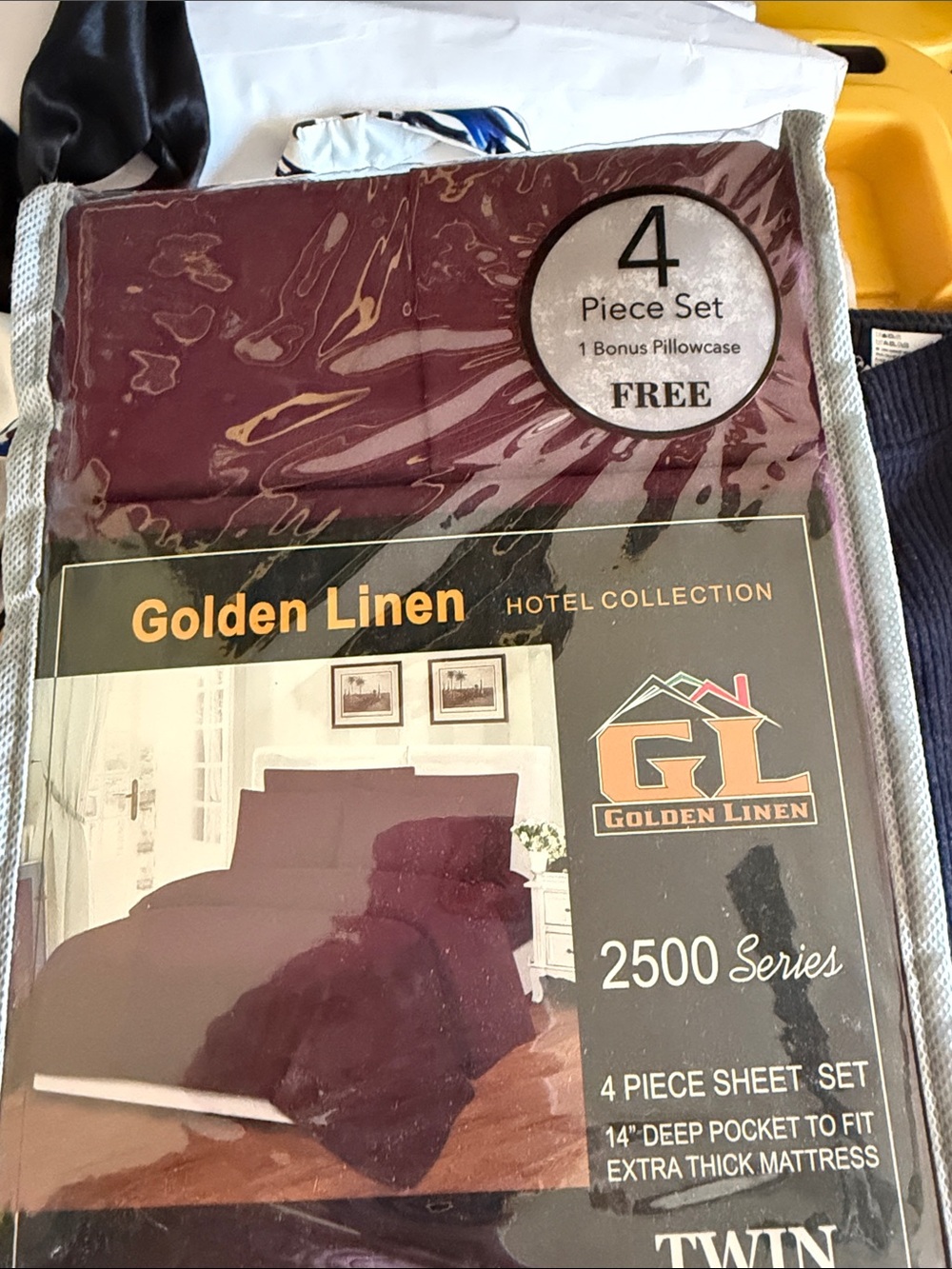 4-Piece Sheet Set in Burgundy - 2500 Series
